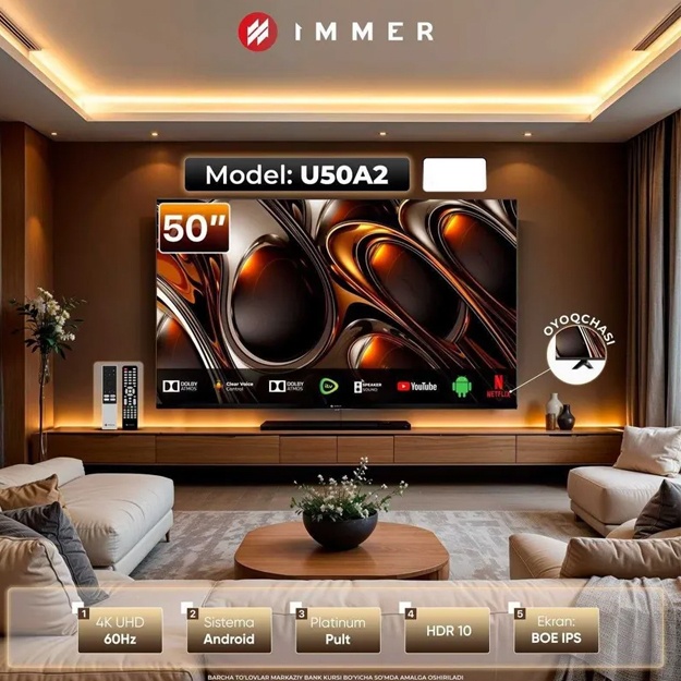 Купить Телевизор Immer U50A2 50" в Ташкенте — цена, рассрочка, отзывы ⭐ Olcha.uz