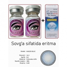Рангли контакт линзалари Vakoli KA0203 BLUE 2 дона + Эритма