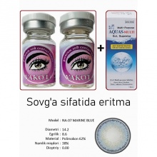 Рангли контакт линзалари Vakoli NA-07 MARINE BLUE 2 дона + Эритма