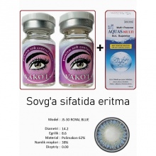 Рангли контакт линзалари Vakoli JS-30 ROYAL BLUE 2 дона + Эритма