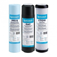 Комплект картриджей Ecosoft 1-2-3, улучшенный, (2 угольных картриджа+полипропилен) Комплект картриджей Ecosoft 1-2-3, улучшенный, (2 угольных картриджа+полипропилен)