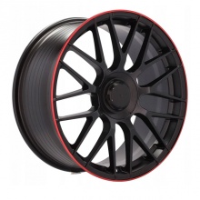 Diska mashina uchun R17 79002 5-112 MATT BLACK LIP RED 4 ta