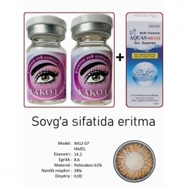 Rangli kontakt linzalari Vakoli WG2-07 HAZEL 2 dona + Eritma