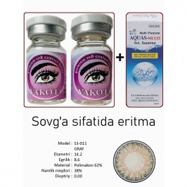 Rangli kontakt linzalari Vakoli S3-011 GRAY 2 dona + Eritma