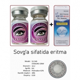 Rangli kontakt linzalari Vakoli S3-540 STERLING GRAY 2 dona + Eritma