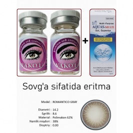 Rangli kontakt linzalari Vakoli ROMANTICO GRAY 2 dona + Eritma