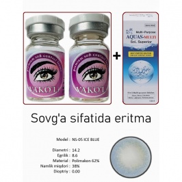 Rangli kontakt linzalari Vakoli NS-05 ICE BLUE 2 dona + Eritma