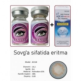 Rangli kontakt linzalari Vakoli #1528 2 dona + Eritma