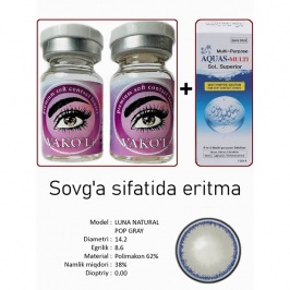 Rangli kontakt linzalari Vakoli LUNA NATURAL POP GRAY 2 dona + Eritma