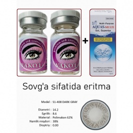 Rangli kontakt linzalari Vakoli S1-408 DARK GRAY 2 dona + Eritma