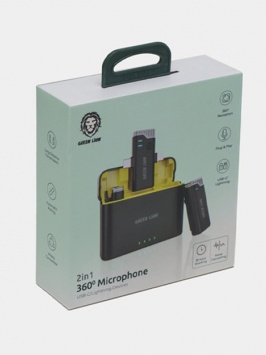 Simsiz Lavalier Mikrofon Green Lion 3 IN 1 360 mikrofon USB-S, Lightning, Aux