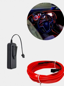 Гибкая неоновая лента для подсветки салона авто, Led, 3 метра