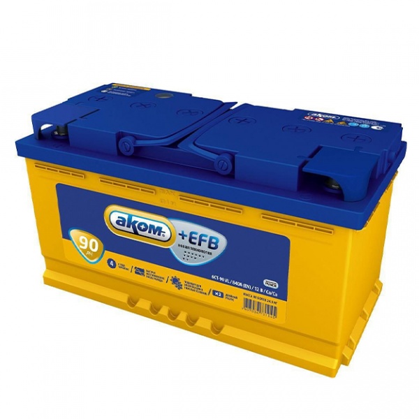 Купить Автомобильный аккумулятор Akom EFB 90Ah 840A (EN) 12V в ...