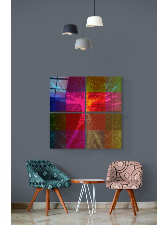 Rangli Sensorli Quadro Shisha Devor Arti (60x60)