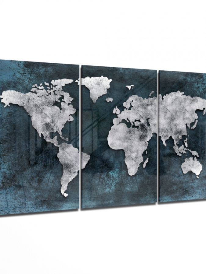 Jahon xaritasi Mega Glass Wall Art (110x70)