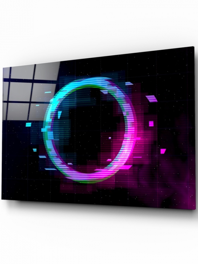 Neon Circle Glass Art (72x46)