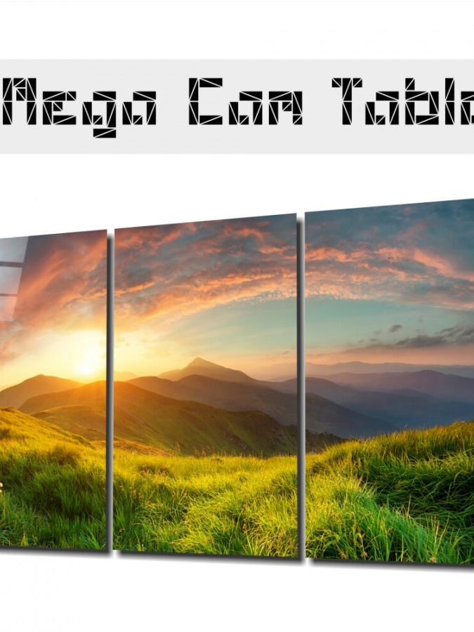 Qishloqda quyosh botishi Mega Glass Wall Art (72x46)