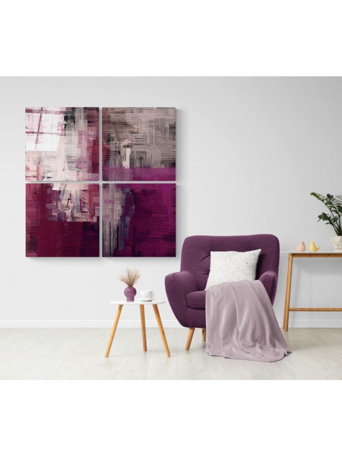 Binafsha rangli sensorli Quadro shisha devori (60x60)