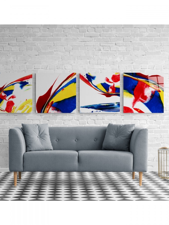 Qizil Quadro raqsi shisha devor san'ati (40x40)