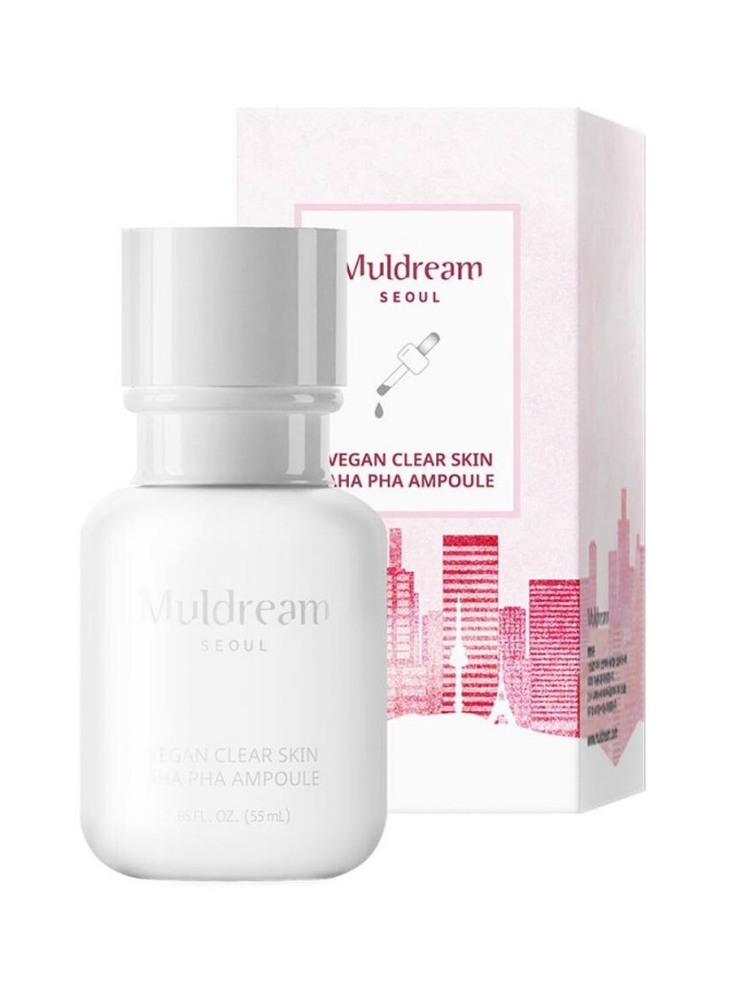 Веганская очищающая ампульная сыворотка для лица Muldream Vegan Clear Skin AHA PHA Ampoule 55 мл