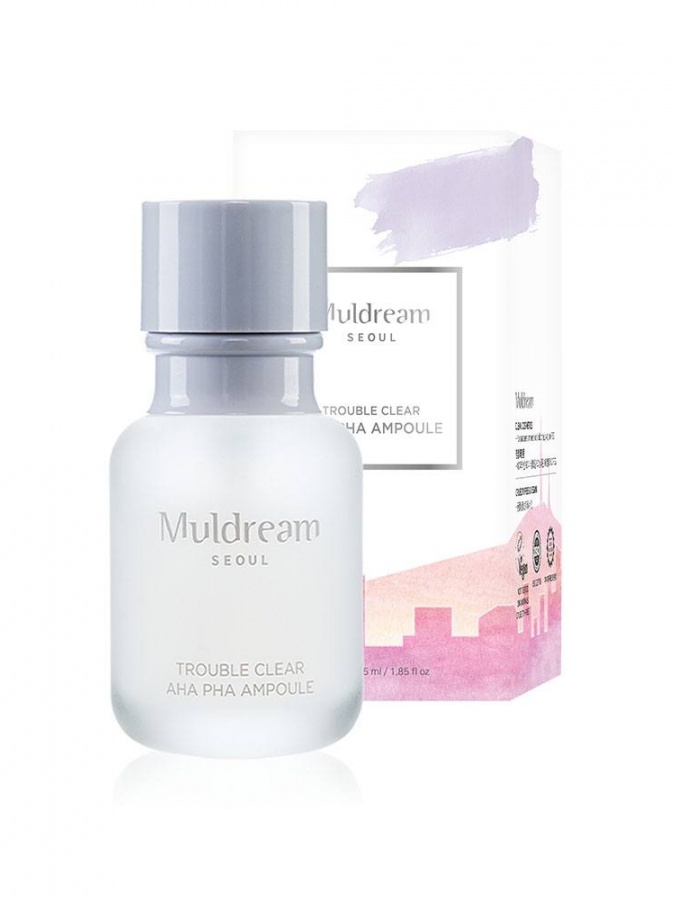 Teri nuqsonlariga qarshi zardob Muldream Trouble Clear AHA PHA Ampoule 55 ml