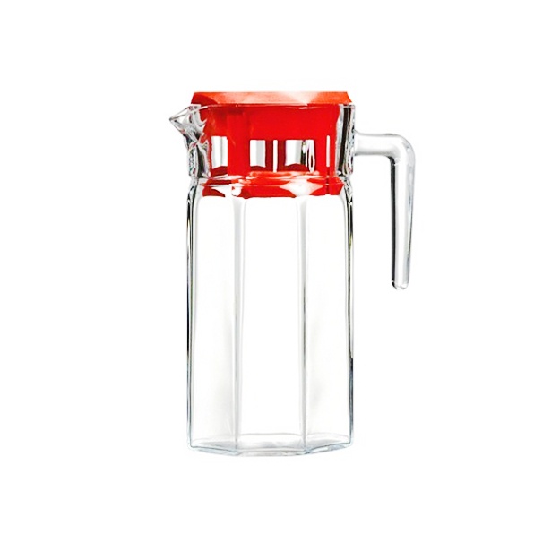 Qizil plastik qopqoqli shisha idish Paşabahçe 43414kr