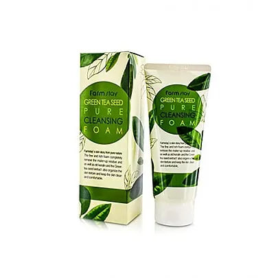 Yashil choy urug‘lari bilan namlovchi yuz yuvish penkasi Farmstay Green Tea Seed Pure Cleansing Foam 180ml
