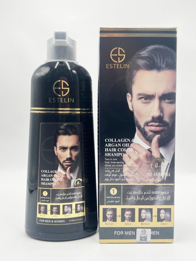 Shampun-soch bo‘yoq Collagen & Argan oil hair color shampoo (Natural black) 400ml