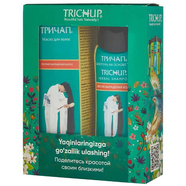 Soch to‘kilishiga qarshi to‘plam Trichup (moy va shampun 200ml)