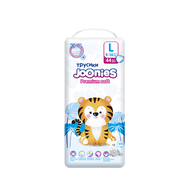 Tagliklar Joonies Premium Soft L (9-14kg) 44 dona