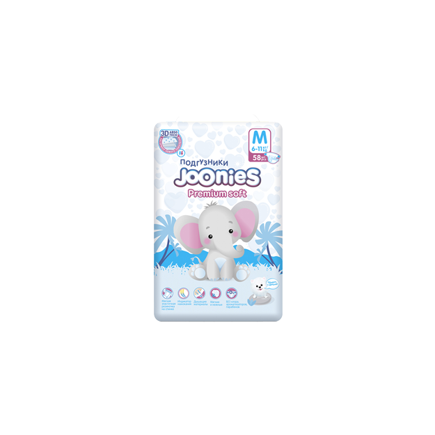 Tagliklar Joonies Premium Soft M (6-11kg) 58 dona