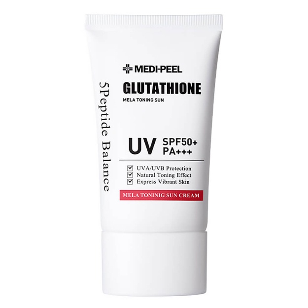 Quyoshdan himoya qiluvchi glutation Medi-Peel Bio-Intense Glutation Mela Toning Quyosh kremi SPF 50+ PA++++