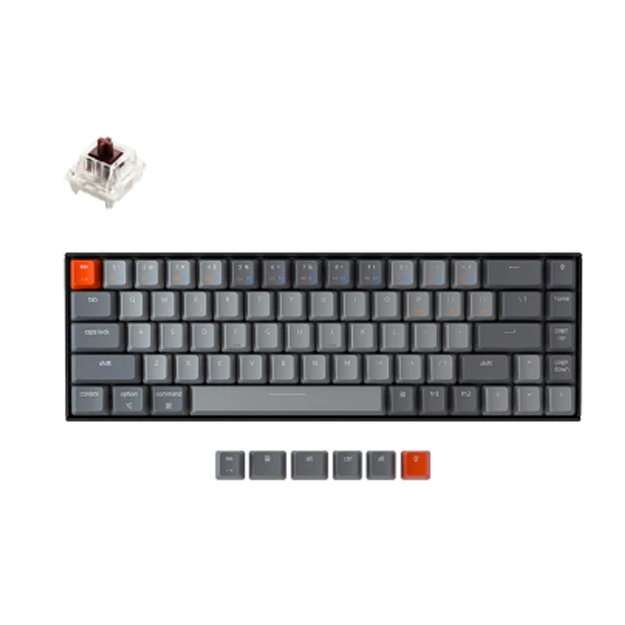 Simsiz mexanik klaviatura Keychron K6 Gateron White LED Brown Russian Layout 68 key