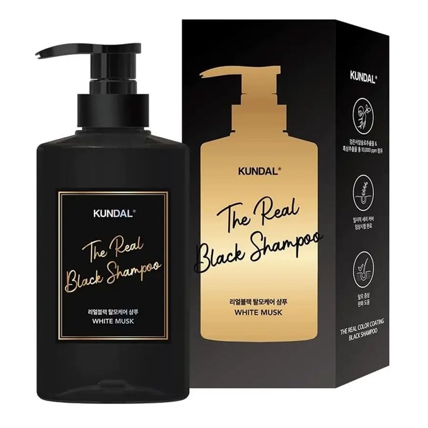 Brunettalar uchun tonlama shampun The Real Color Coating Black Shampoo White Musk Kundal 500 ml