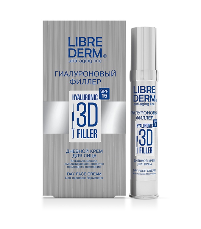 Librederm Gialuronli 3D Filler yuz uchun kunduzgi krem SPF 15, 30 ml