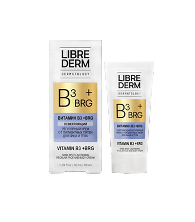 Librederm Dermatology BRG+Vitamin V3 tana va yuz terisidagi pigmentli dog‘larni muntazam ravishda oqartiruvchi krem, 50 ml