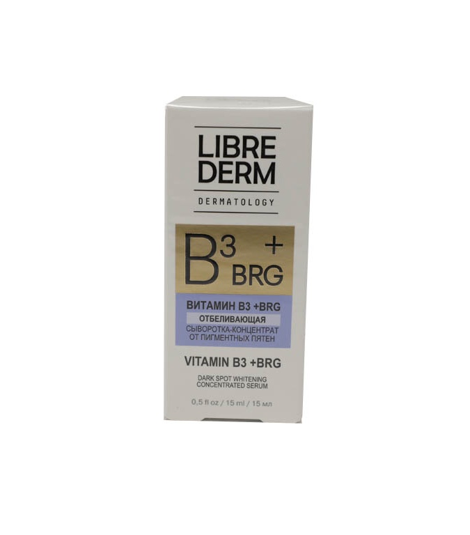 Librederm Dermatology BRG+Vitamin V3 pigmentli dog‘larni oqartirish uchun konsentrat-sivrotka, 15 ml