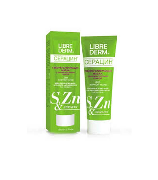 Librederm Seratsin oq va yashil loy qorishmali maska, 75 ml