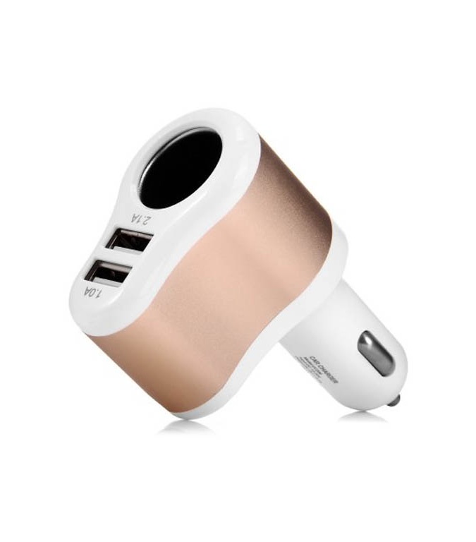 Hoco UC206 Rapid Charger Double USB Car Charger with Lighter, White