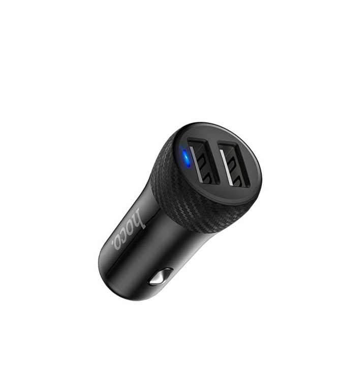 Hoco Z21 Ascender Dual USB Port Car Charger, Black