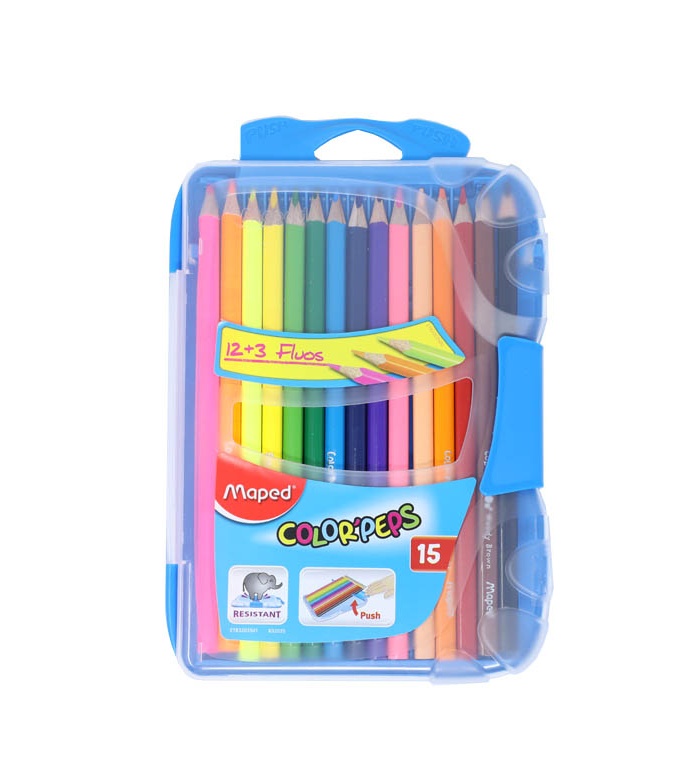 Maped Rangli qalamlar (15 Color'Peps plast.penal)