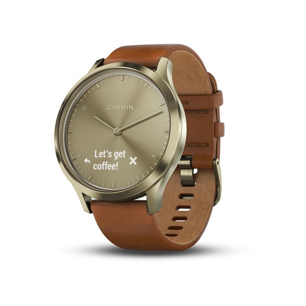Smartwatch Garmin vivomove HR, Light Gold Stainless Steel Case with Light Brown Leather Band