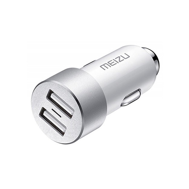 Meizu Dual Port Car Charger 17W, White silver