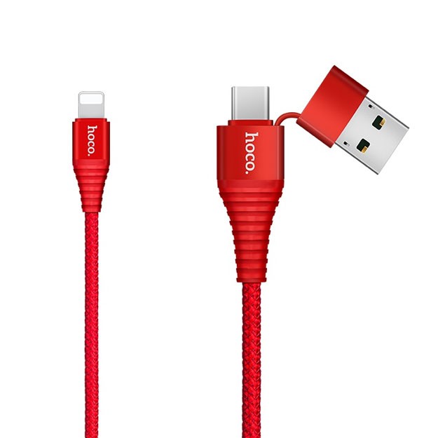 Hoco U26 Multi-Functional Lightning Charging Cable, Red