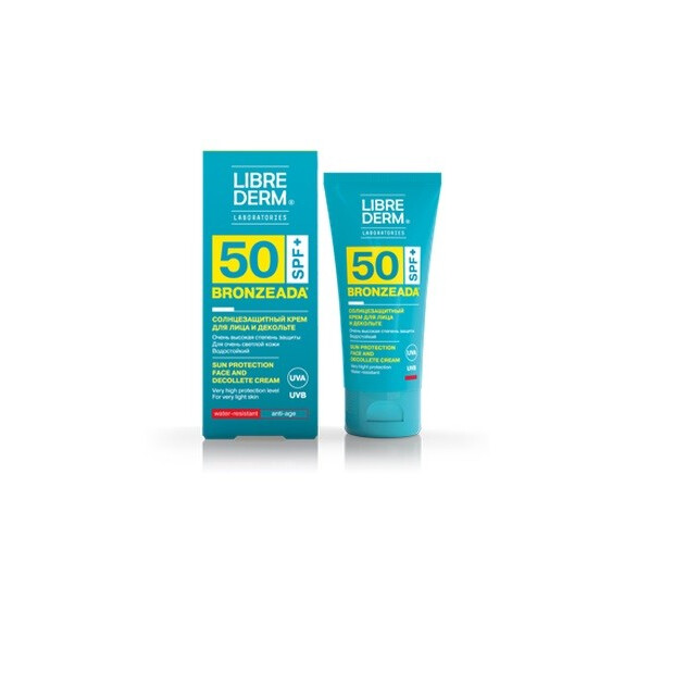 Librederm Bronzeada yuz va bo‘yin terisi uchun SPF50 himoya kremi, 50ml