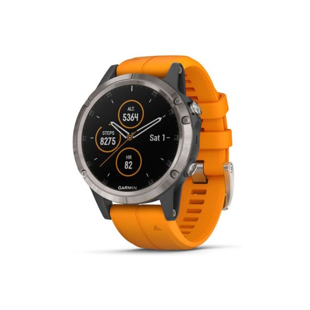Smartwatch Garmin Fenix 5 Plus Sapphire,Titanium w/Spark Orange Band,GPS