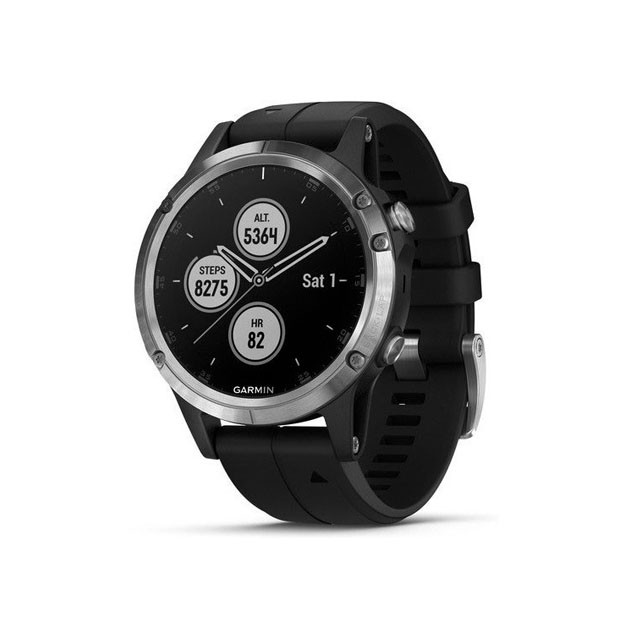 Smartwatch Garmin Fenix 5 Plus,Glass,Silver w/Black Band, GPS Watch,EMEA