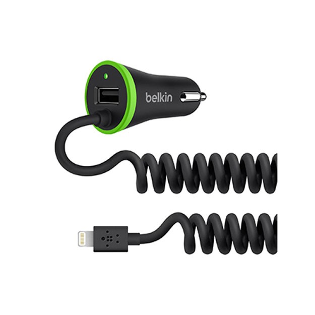 Belkin Car Charger (17W) USB 3.4A+USB, Lightning 1.2m, Black (F8J154bt04-BLK)