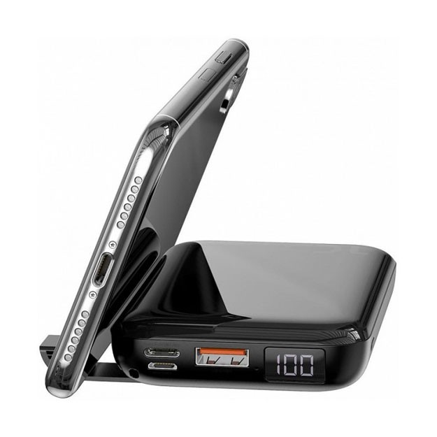 Baseus Mini S Bracket 10W Wireless Charger Power Bank 10000mAh 18W, Black