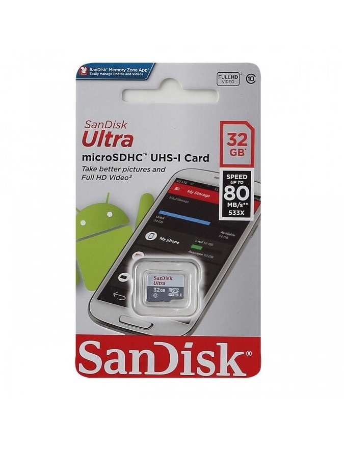 SanDisk SDSQUNS-032G-GN3MN Ultra Micro SDHC UHS-I 32GB 80MB/s Class 10